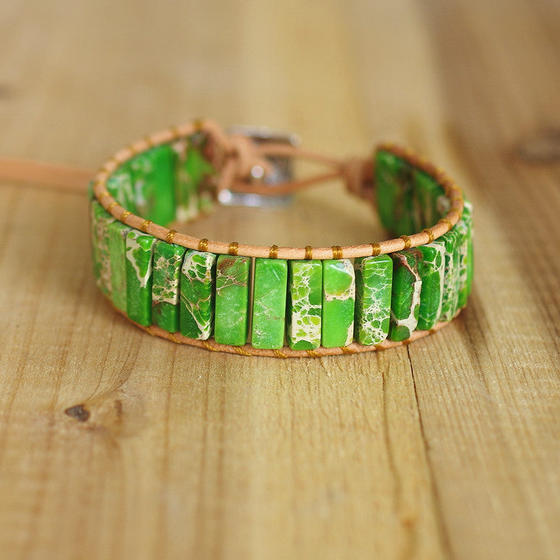 Seven Chakra Braided Bracelet Natural Emperor Stone Yoga Bracelet Genuine Leather Wrap Bracelet