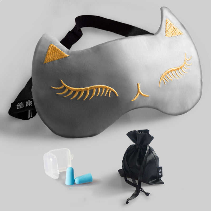 Silk Eye Mask Sleep Shading Breathable Women And Men Sleep Relief Cats Ice Compress Ice Bag Eye Mask