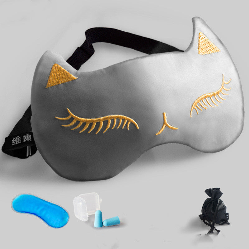 Silk Eye Mask Sleep Shading Breathable Women And Men Sleep Relief Cats Ice Compress Ice Bag Eye Mask