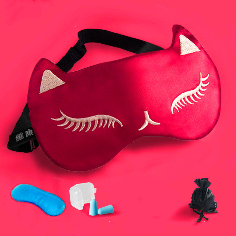 Silk Eye Mask Sleep Shading Breathable Women And Men Sleep Relief Cats Ice Compress Ice Bag Eye Mask