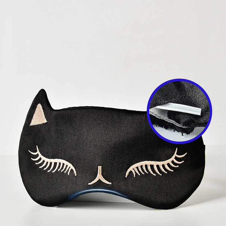 Silk Eye Mask Sleep Shading Breathable Women And Men Sleep Relief Cats Ice Compress Ice Bag Eye Mask