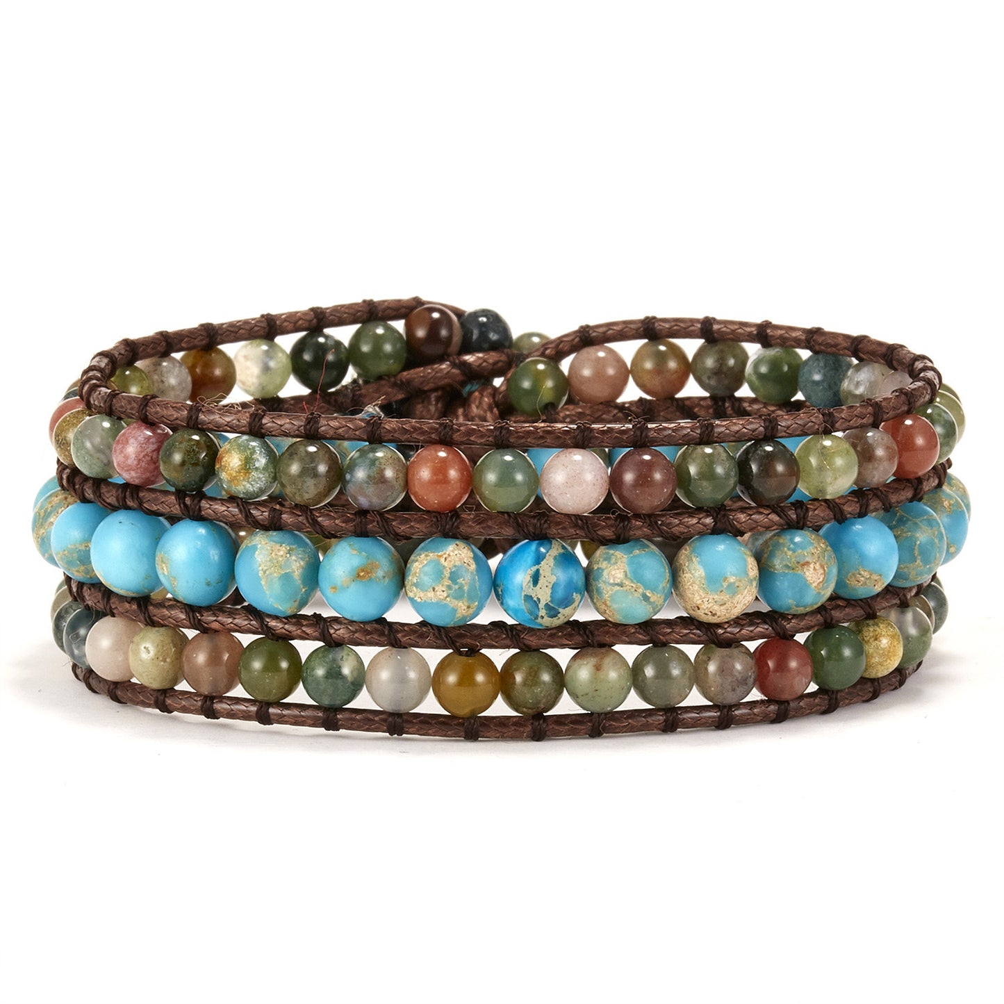 Natural Stone Seven Chakra Hand-woven Slipknot Bracelet