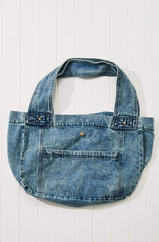 Women's Vintage Washed Denim Tote Bag