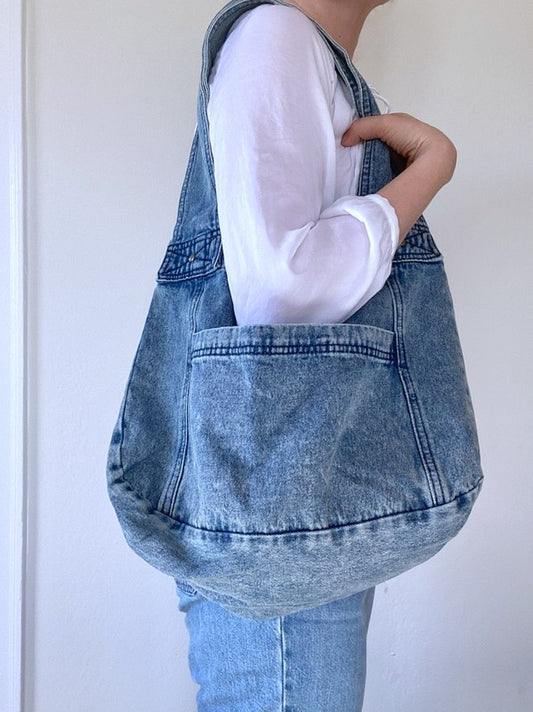 Women's Vintage Washed Denim Tote Bag