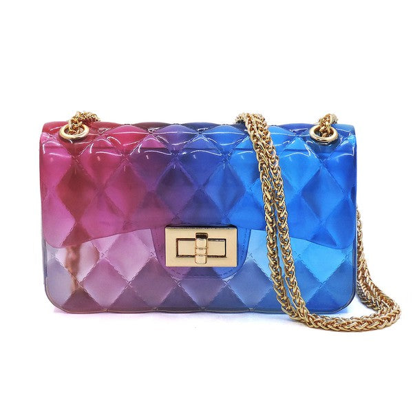 Women's Quilt Embossed Multi Color Jelly Shoulder Bag
