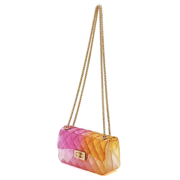 Women's Quilt Embossed Multi Color Jelly Shoulder Bag