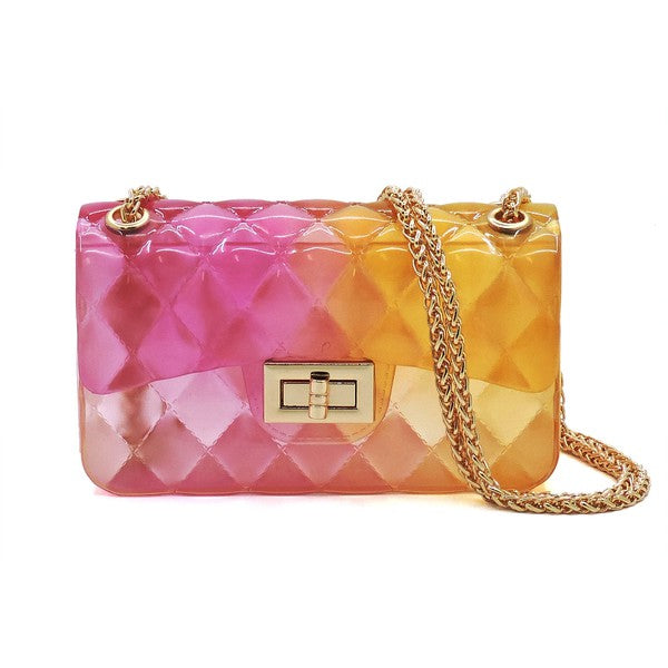 Women's Quilt Embossed Multi Color Jelly Shoulder Bag