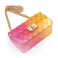 Women's Quilt Embossed Multi Color Jelly Shoulder Bag