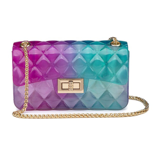 Women's Quilt Embossed Multi Color Jelly Shoulder Bag