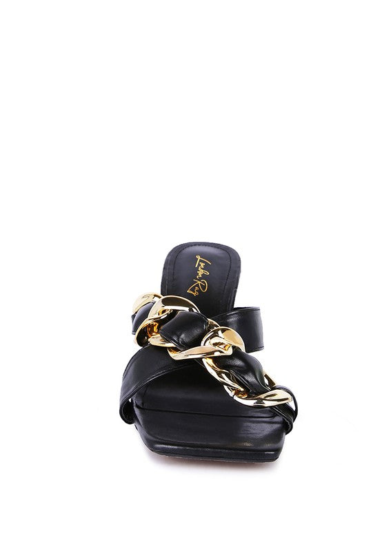 Women's WANDY CLEAR HEEL CHAIN DETAIL SANDALS