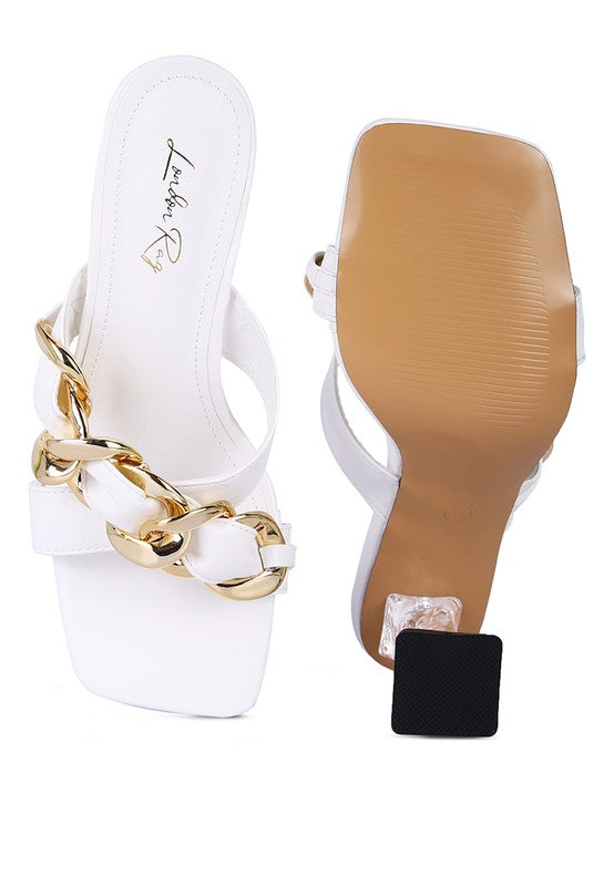 Women's WANDY CLEAR HEEL CHAIN DETAIL SANDALS