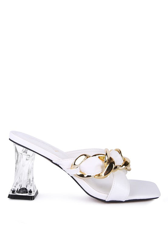 Women's WANDY CLEAR HEEL CHAIN DETAIL SANDALS