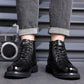 Men's Vintage Fleece-lined Leather Boots Outdoor Keep Warm