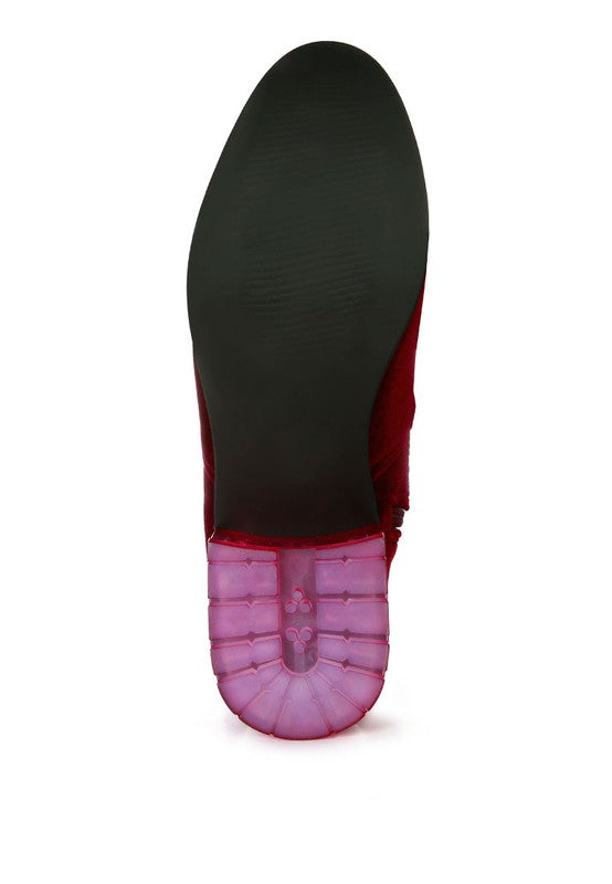 Women's RUMPLE Velvet Over The Knee Clear Heel Boots