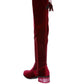 Women's RUMPLE Velvet Over The Knee Clear Heel Boots