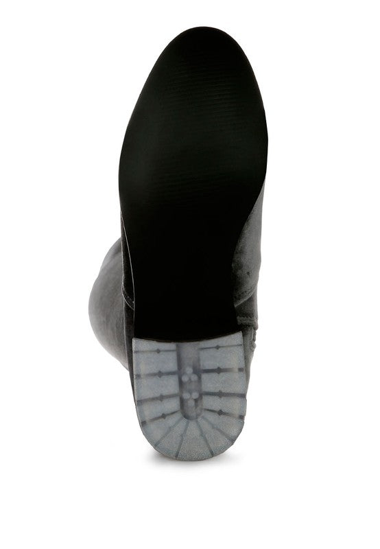 Women's RUMPLE Velvet Over The Knee Clear Heel Boots