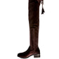 Women's RUMPLE Velvet Over The Knee Clear Heel Boots