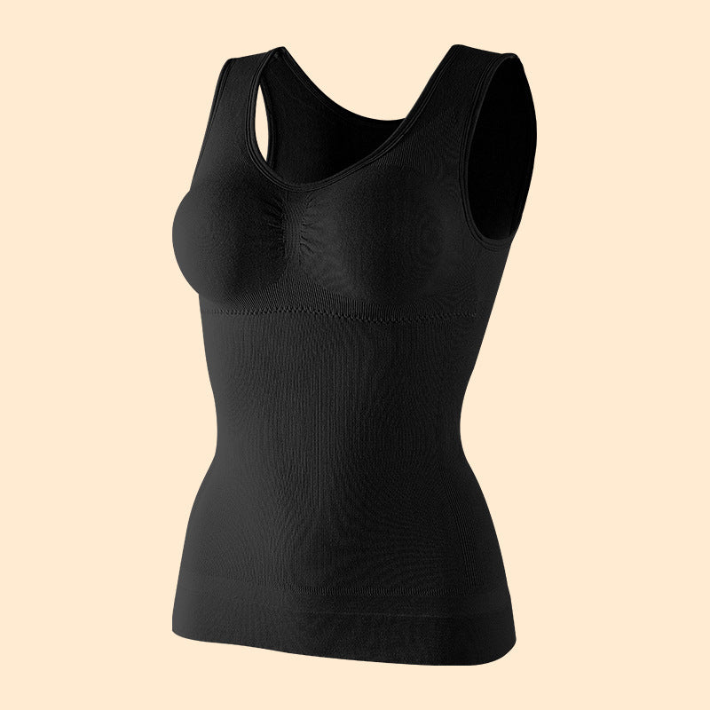 Women's Abdomen Sculpting Double Layer Tank Top With Built-in Bra