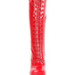 Women's Red Black Snowflakes Patent Leather High Platform Calf Boots