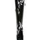 Women's Red Black Snowflakes Patent Leather High Platform Calf Boots