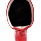 Women's Red Black Snowflakes Patent Leather High Platform Calf Boots
