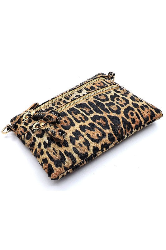 Women's Leopard Clutch & Cross Body Bag