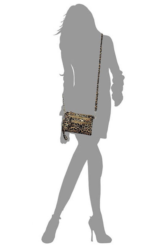 Women's Leopard Clutch & Cross Body Bag