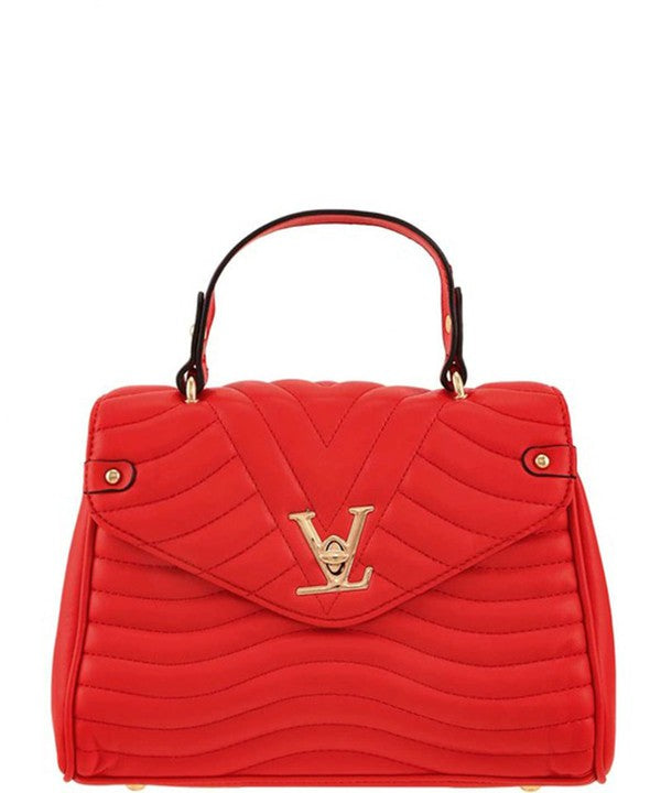 Women's V Accent Crossbody Bag with Handle