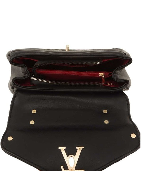 Women's V Accent Crossbody Bag with Handle