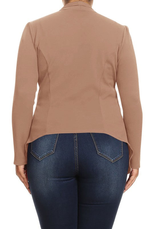 Women's Plus Casual Solid Open Front jacket blazer