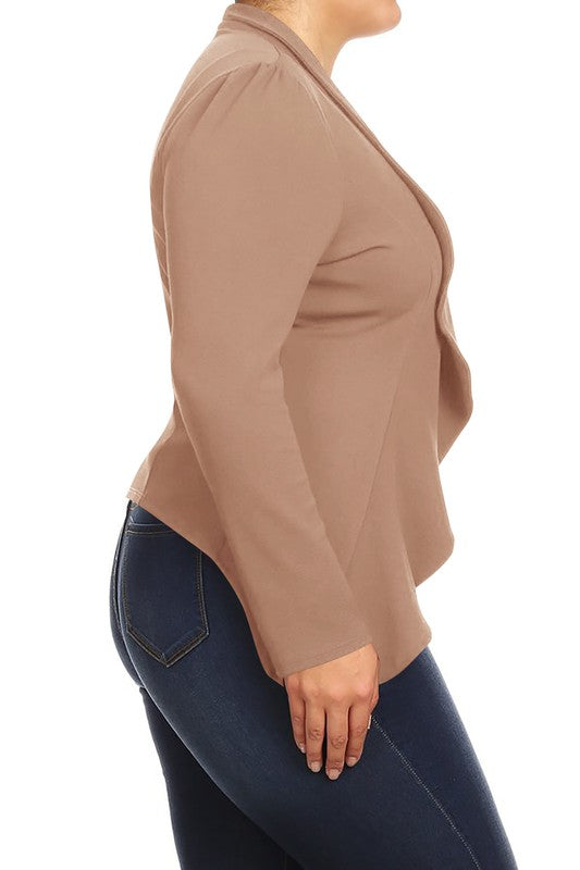 Women's Plus Casual Solid Open Front jacket blazer