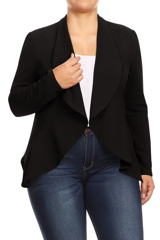Women's Plus Casual Solid Open Front jacket blazer