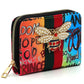 Women's Multi Graffiti Print Queen Bee Stripe Wallet