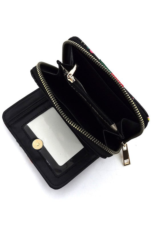 Women's Multi Graffiti Print Queen Bee Stripe Wallet