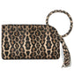 Women's Leopard Cuff Handle Tassel Wristlet Clutch