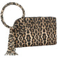 Women's Leopard Cuff Handle Tassel Wristlet Clutch