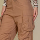 Women's Flap Pockets Drawstring Ruched Parachute Pants