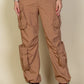Women's Flap Pockets Drawstring Ruched Parachute Pants