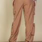 Women's Flap Pockets Drawstring Ruched Parachute Pants