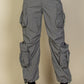 Women's Flap Pockets Drawstring Ruched Parachute Pants