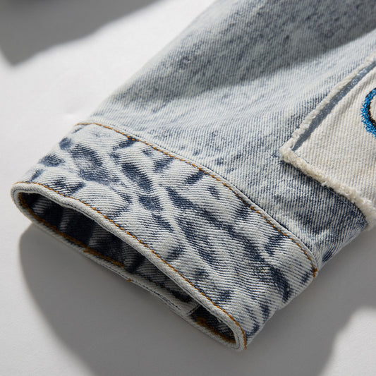Men's Retro Denim Print Tide Brand Nostalgic Jacket