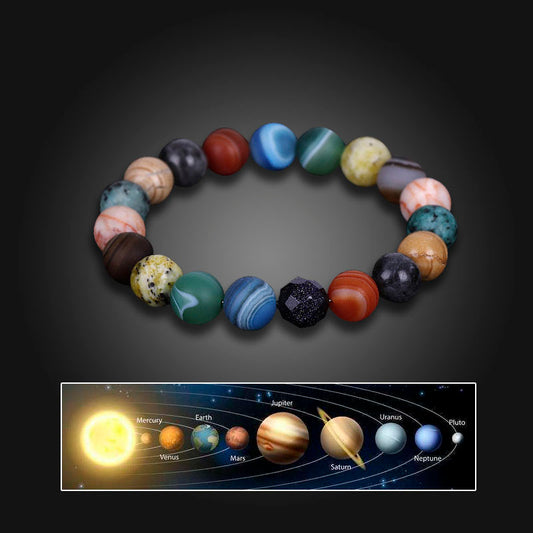 Handmade Solar System Eight Natural Stone Planet Universe Solar Chakra Bracelet