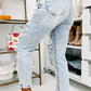 Sky Blue Vintage Washed Heavy Destroyed Skinny Jeans