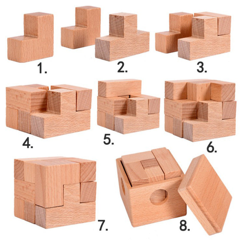 Desk Novelty Wooden Soma Cube Puzzle IQ Mind Box Brain Teaser Game for Adults Kids