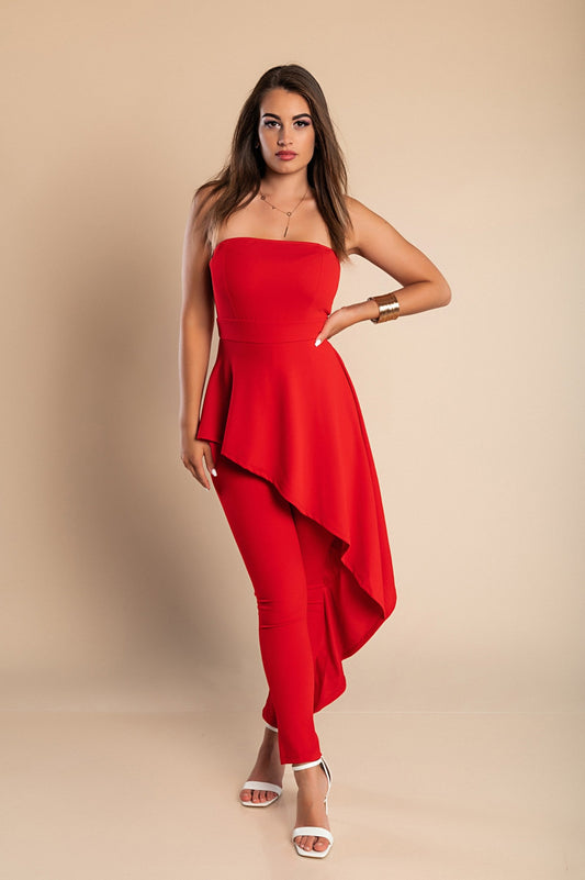 Women's Italian Emma Red Jumpsuit