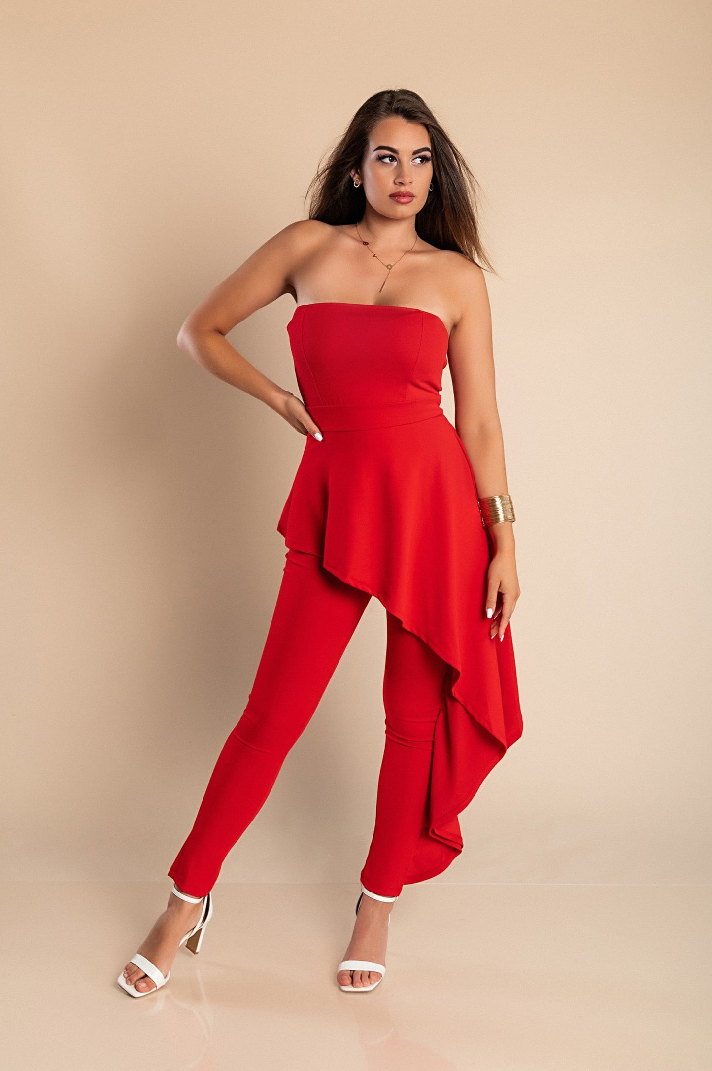 Women's Italian Emma Red Jumpsuit