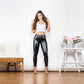 Women's Body Sculpting Shascullfites Melody Shaped hip-lifting warm leggings vegan leather leggings booty lifting