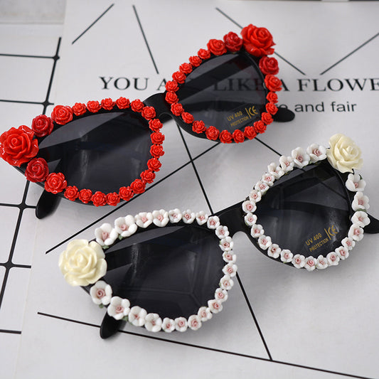 Rhinestone flower sunglasses