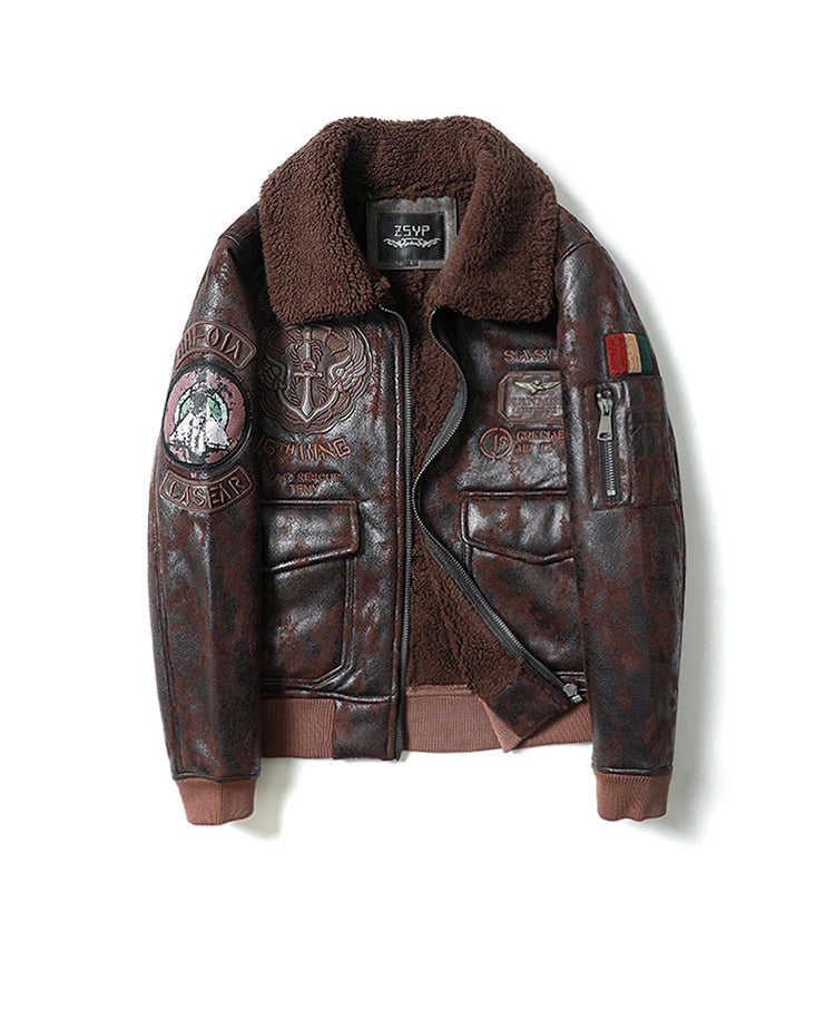 Men's Bomber American Retro Lapel Plus Velvet Flight jacket