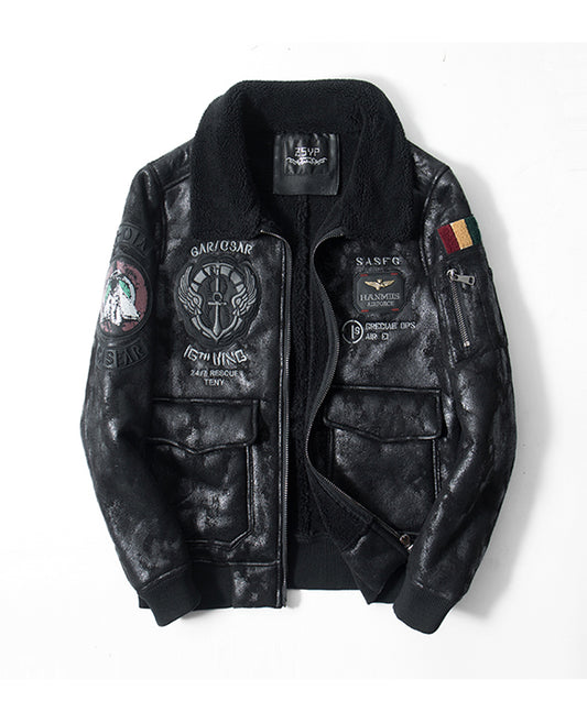 Men's Bomber American Retro Lapel Plus Velvet Flight jacket
